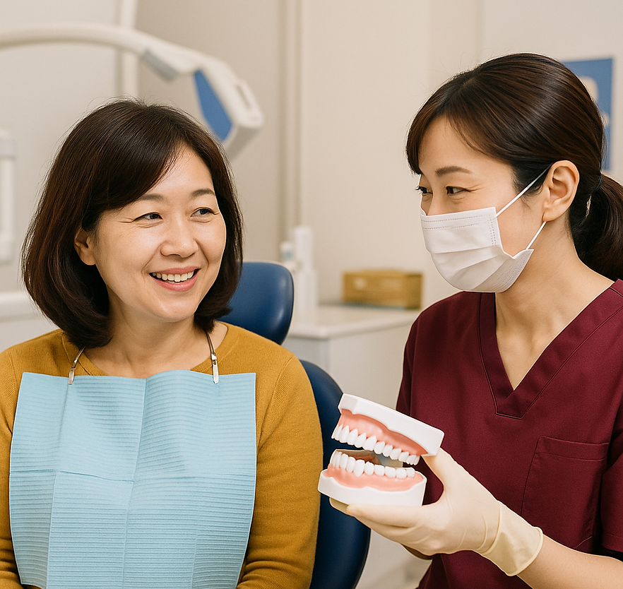 義歯について説明する様子